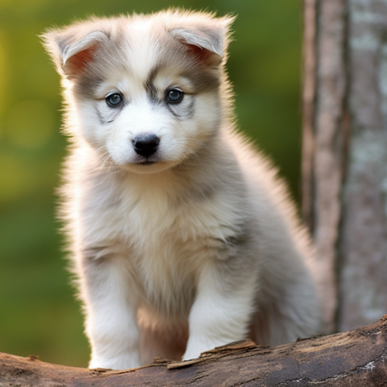 white Mini Huskydoodle puppy